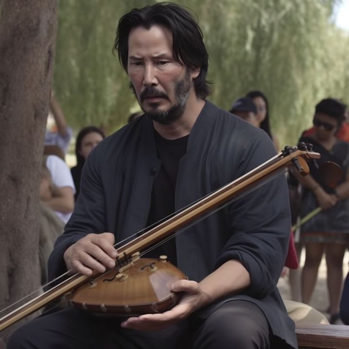 Keanu Reeves joue de l'erhu