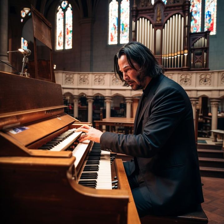 Keanu Reeves joue de l'orgue