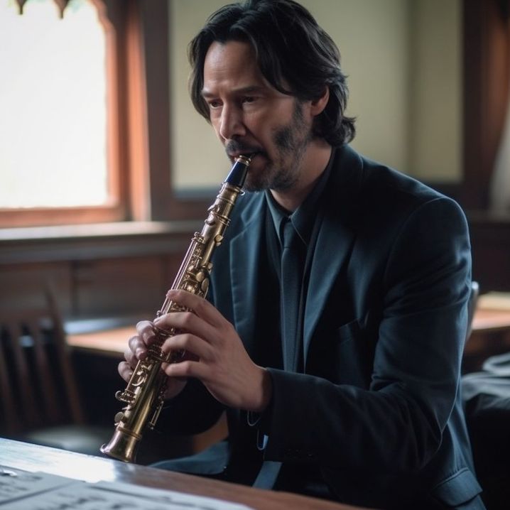 Keanu Reeves joue de la clarinette