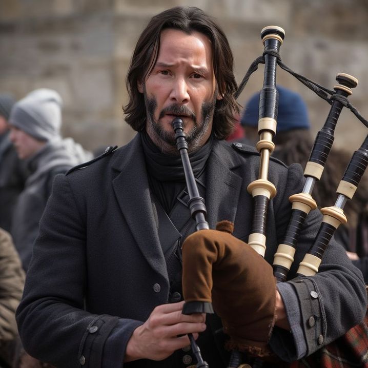 Keanu Reeves joue de la cornemuse