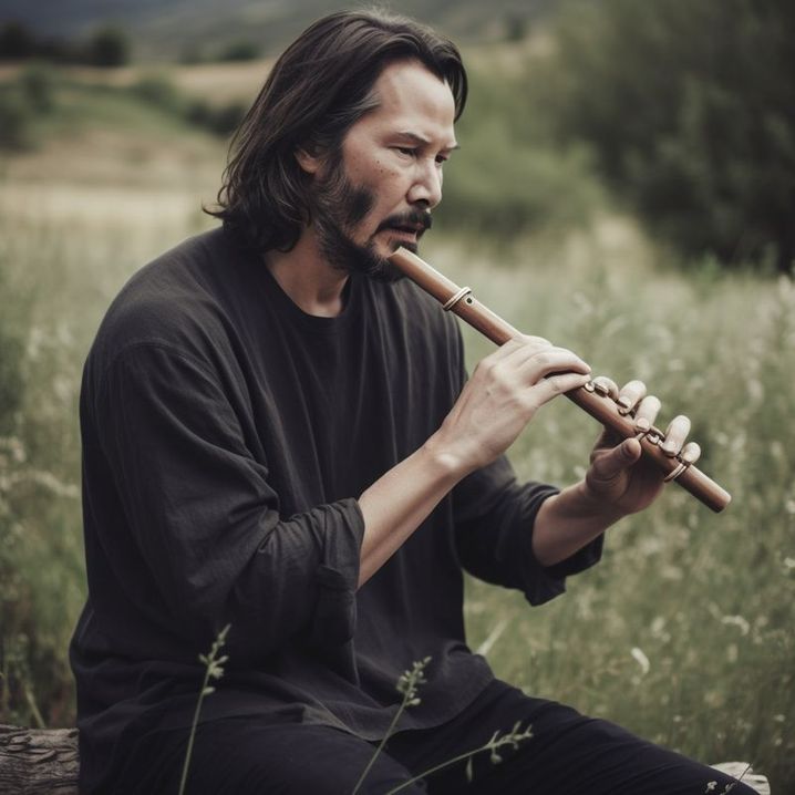 Keanu Reeves joue de la flûte