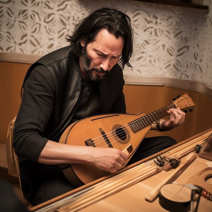 Keanu Reeves joue de la mandoline