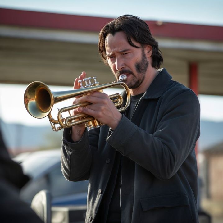 Keanu Reeves joue de la trompette