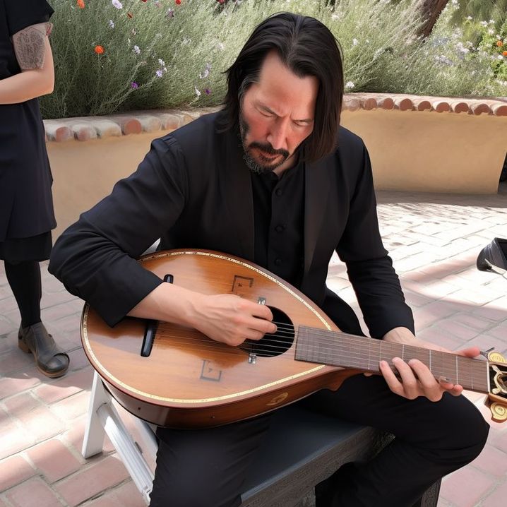 Keanu Reeves joue du luth