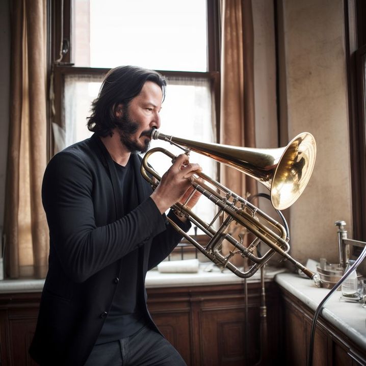 Keanu Reeves joue du trombone