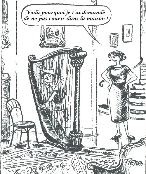 Harpe, courir dans la maison