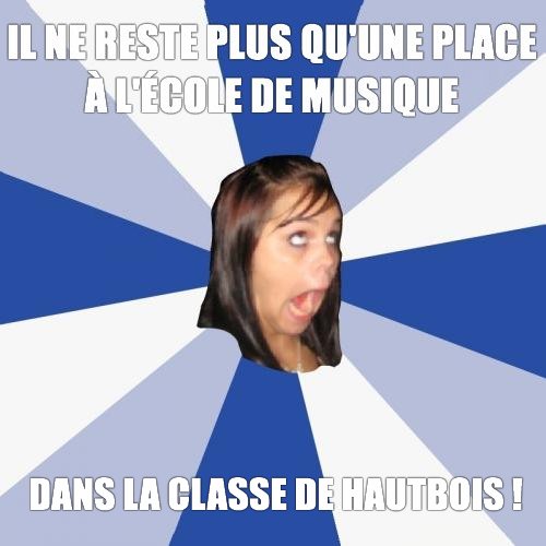 Il ne reste plus qu'une place à l'école de musique, dans la classe de hautbois !