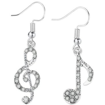 Boucles d'oreilles clef de sol et note de musique