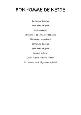 Le bonhomme de neige - Comptine maternelle