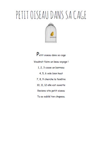 Petit oiseau dans sa cage - Comptine maternelle