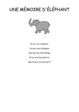 Une mémoire d'éléphant - Comptine maternelle