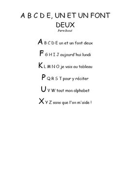 A, B, C, D, E, un et un font deux - Comptine maternelle