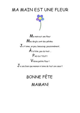 Fête des mamans - Comptine maternelle