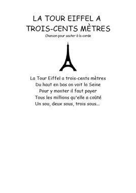 La tour Eiffel a trois-cents mètres - Comptine maternelle