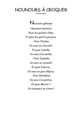 Nounours à croquer - Comptine maternelle