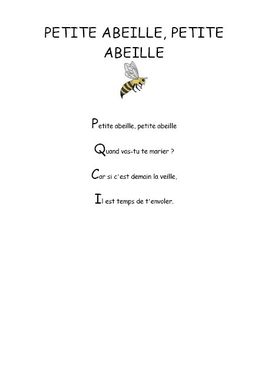 Petite abeille, petite abeille - Comptine maternelle