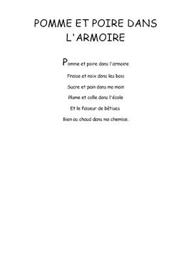 Pomme et poire dans l'armoire - Comptine maternelle