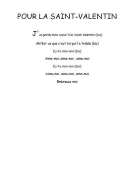 Pour la Saint-Valentin - Comptine maternelle