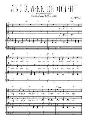 Téléchargez l'arrangement de la partition de A B C D, wenn ich dich seh' en PDF pour deux voix égales et piano
