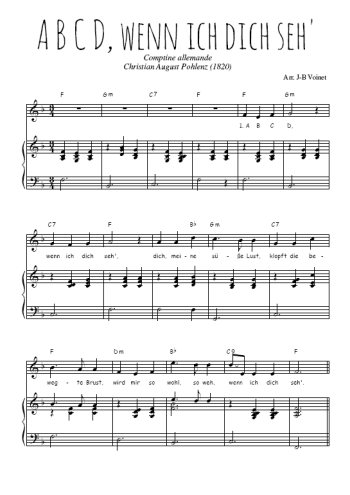 Téléchargez l'arrangement de la partition de Traditionnel-A-B-C-D-wenn-ich-dich-seh- en PDF pour Chant et piano
