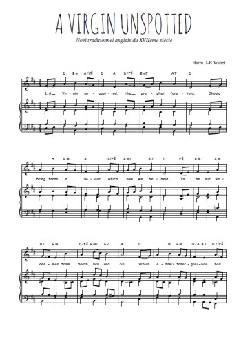 Téléchargez l'arrangement de la partition de Traditionnel-A-Virgin-unspotted en PDF pour Chant et piano