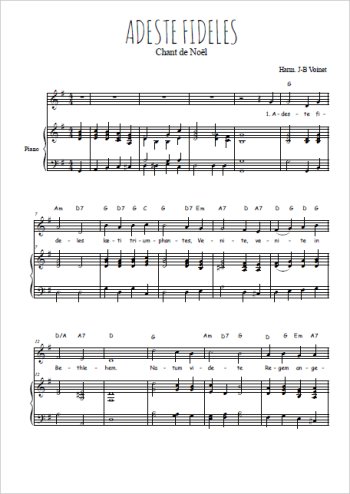 Téléchargez l'arrangement de la partition de noel-adeste-fideles en PDF pour Chant et piano