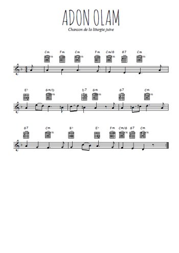 Téléchargez l'arrangement de la partition en Sib de la musique Adon Olam en PDF