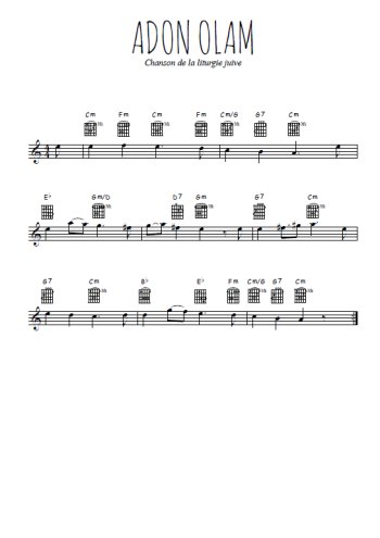 Téléchargez l'arrangement de la partition pour sax en Mib de la musique Adon Olam en PDF