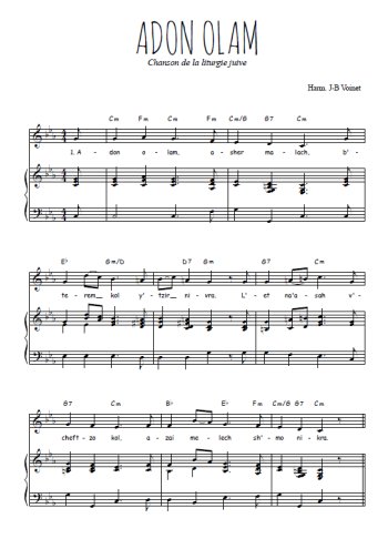 Téléchargez l'arrangement de la partition de liturgie-juive-adon-olam en PDF pour Chant et piano