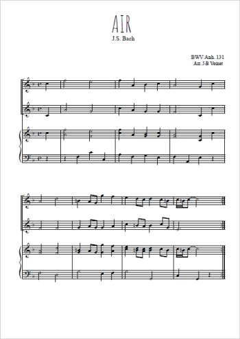 Téléchargez l'arrangement de la partition de Air BWV Anh. 131 en PDF pour deux voix égales et piano