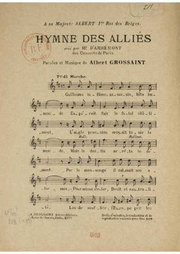 Hymne des alliés Partition gratuite