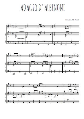Téléchargez l'arrangement de la partition de adagio-d-albinoni en PDF pour Chant et piano