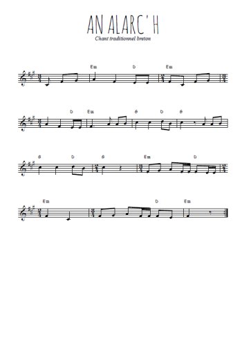 Téléchargez l'arrangement de la partition en Sib de la musique An Alarc'h en PDF