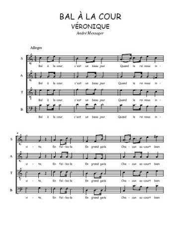 Téléchargez l'arrangement de la partition de Bal à la cour en PDF à quatre voix SATB