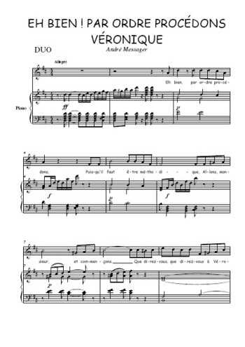 Téléchargez l'arrangement de la partition de Eh bien, par ordre procédons en PDF pour deux voix égales et piano