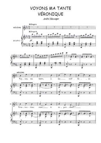Téléchargez l'arrangement de la partition de Andre-Messager-Voyons-ma-tante-a-ma-coiffure en PDF pour Chant et piano
