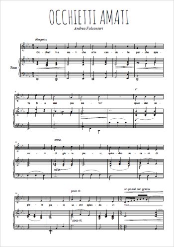 Téléchargez l'arrangement de la partition de andrea-falconieri-occhietti-amati en PDF pour Chant et piano