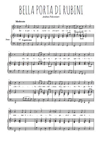 Téléchargez l'arrangement de la partition de andrea-falconieri-bella-porta-di-rubini en PDF pour Chant et piano