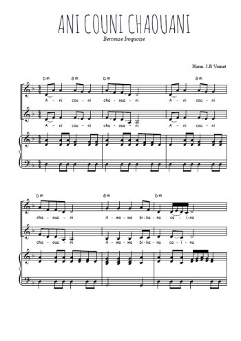 Téléchargez l'arrangement de la partition de Ani couni chouani en PDF pour deux voix égales et piano
