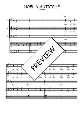 Téléchargez l'arrangement de la partition de Noël d'Autriche en PDF pour trois voix mixtes et piano