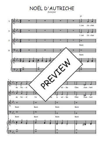 Téléchargez l'arrangement de la partition de Noël d'Autriche en PDF pour 4 voix mixtes et piano