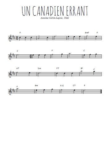 Téléchargez l'arrangement de la partition pour sax en Mib de la musique Un Canadien errant en PDF