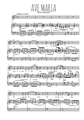 Téléchargez l'arrangement de la partition de Anton-Diabelli-Ave-Maria en PDF pour Chant et piano