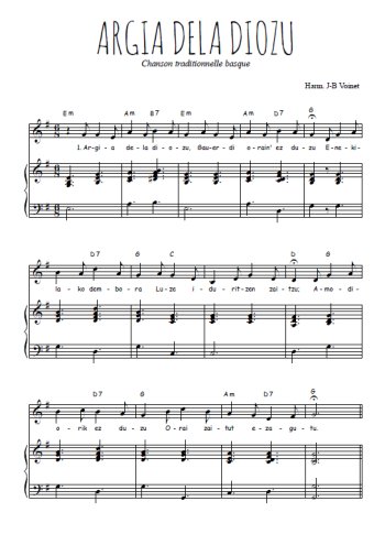 Téléchargez l'arrangement de la partition de chanson-basque-argia-dela-diozu en PDF pour Chant et piano