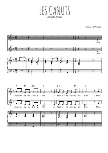 Téléchargez l'arrangement de la partition de Les Canuts en PDF pour deux voix égales et piano