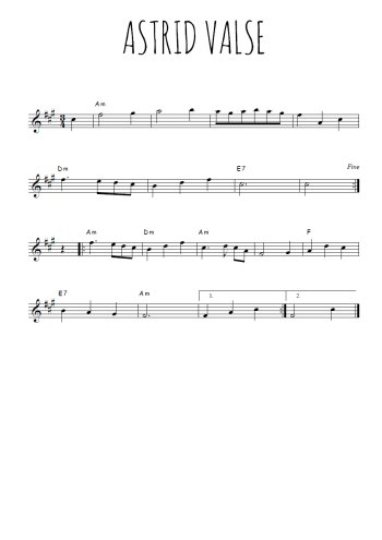 Téléchargez l'arrangement de la partition pour sax en Mib de la musique Astrid valse en PDF