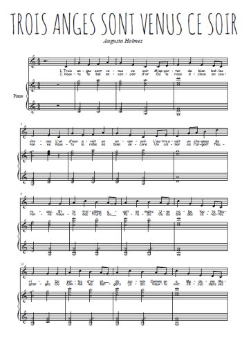 Téléchargez l'arrangement de la partition de augusta-holmes-trois-anges-sont-venus-ce-soir en PDF pour Chant et piano