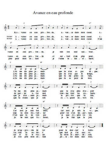 Avance en eaux profondes Partition gratuite