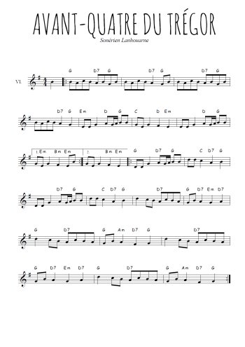 Téléchargez la partition de la musique Avant-quatre du Trégor en PDF, pour violon