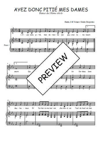 Téléchargez l'arrangement de la partition de Traditionnel-Ayez-donc-pitie-mes-Dames en PDF pour Chant et piano